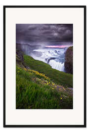 Gerahmter Kunstdruck Gullfoss Wasserfall Island