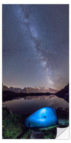 Selvklæbende plakat Panoramic of Milky Way on Mont Blanc, France