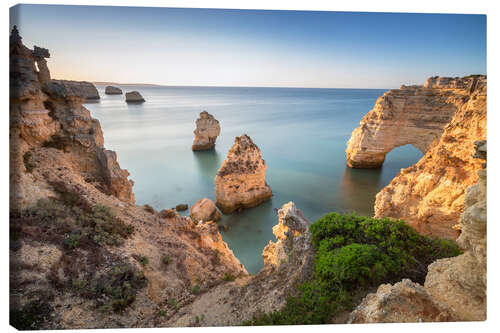 Canvas print Cliffs at sunrise, Praia Da Marinha, Algarve, Portugal