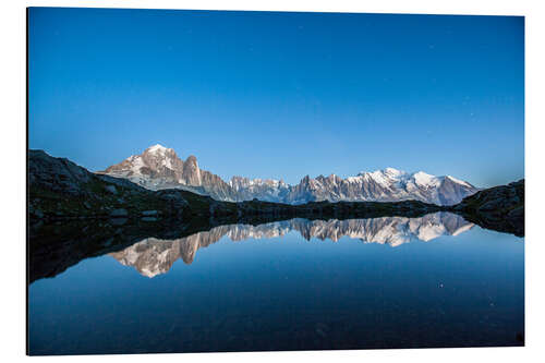 Tableau en aluminium Reflet du Mont Blanc dans les Lacs des Chéserys, France