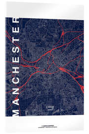 Akrylglastavla Manchester Map Midnight Map