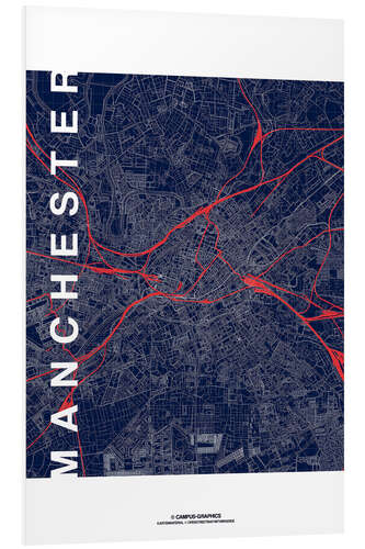 Cuadro de PVC Manchester Map Midnight Map