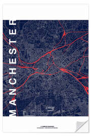 Vinilo para la pared Manchester Map Midnight Map