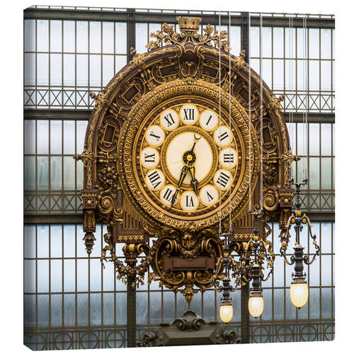Stampa su tela Big clock at the Musee d'Orsay in Paris, France