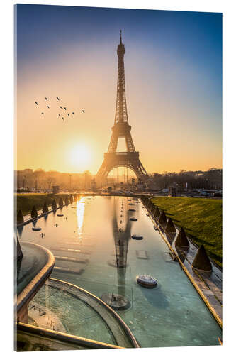 Acrylic print Romantic sunrise at the Eiffel Tower in Paris, France