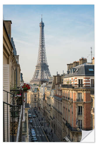 Selvklebende plakat View over the rooftops of Paris, France