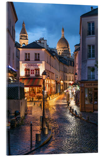 Akrylbilde Sidewalk cafes in Montmartre with Sacré-Coeur, Paris