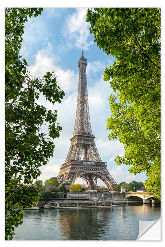 Selvklebende plakat Eiffel Tower on the Seine River, Paris, France