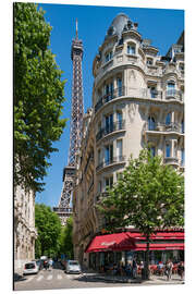 Cuadro de aluminio Eiffel tower with street cafe in Paris, France