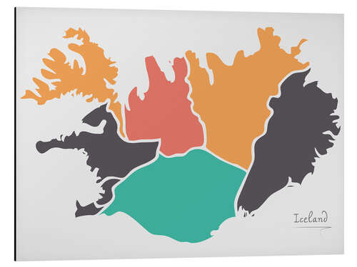 Stampa su alluminio Iceland map modern abstract with round shapes