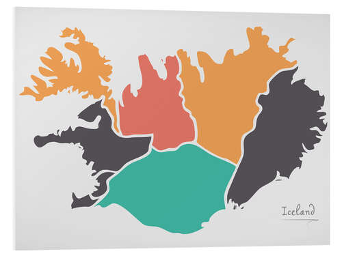 Foam board print Iceland map modern abstract with round shapes