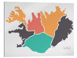 Gallery print Iceland map modern abstract with round shapes