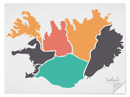 Sticker mural Carte moderne de l'Islande