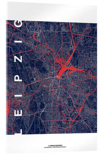 Akrylbilde Leipzig Map Midnight city