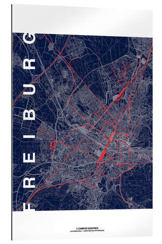 Cuadro de plexi-alu Freiburg Map Midnight City