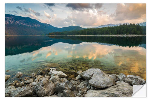 Selvklebende plakat Eibsee at dawn