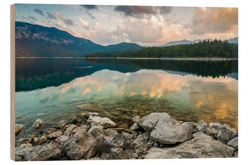 Holzbild Eibsee am Morgen