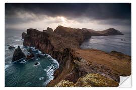 Selvklæbende plakat Sunrise over the cliffs, Madeira, Portugal