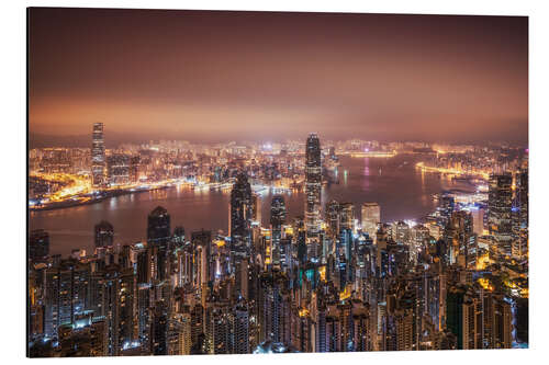 Aluminium print Hong Kong lights in the morning