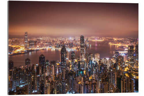 Tableau en plexi-alu Hong Kong lights in the morning