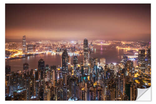 Naklejka na ścianę Hong Kong lights in the morning