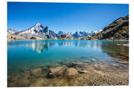 Foam board print Mont Blanc is reflected in Lacs des Chéserys, Chamonix, France