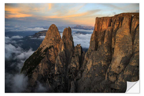 Wandsticker Luftaufnahme von Punta Santner, Schlern, Südtirol, Italien