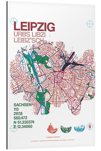 Aluminiumsbilde Leipzig map city motive