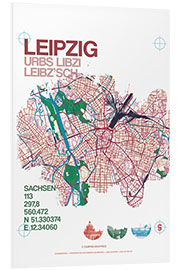 Foam board print Leipzig map city motive