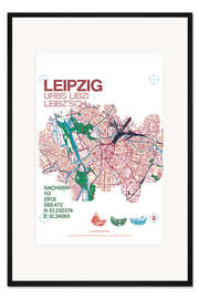 Gerahmter Kunstdruck Leipzig Karte Stadtmotiv