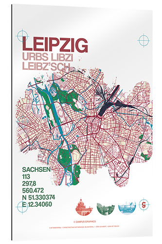 Galleritryck Leipzig map city motive