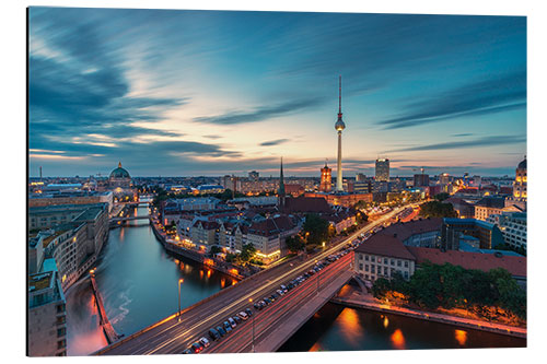 Aluminium print Berlin panorama to the sunset