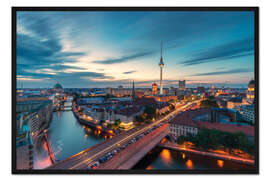 Gerahmter Kunstdruck Berlin Panorama zum Sonnenuntergang