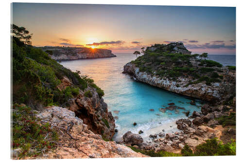 Acrylic print Sunrise with beautiful bay, Majorca, Spain