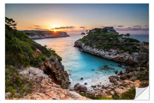 Vinilo para la pared Sunrise with beautiful bay, Majorca, Spain