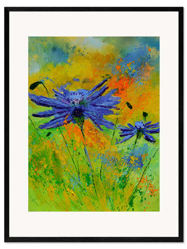 Impression artistique encadrée Deux bleuets