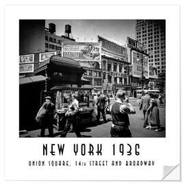 Selvklæbende plakat Historic New York: Union Square, 14th Street and Broadway