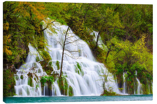 Lerretsbilde Spring at the waterfalls of Plitvice