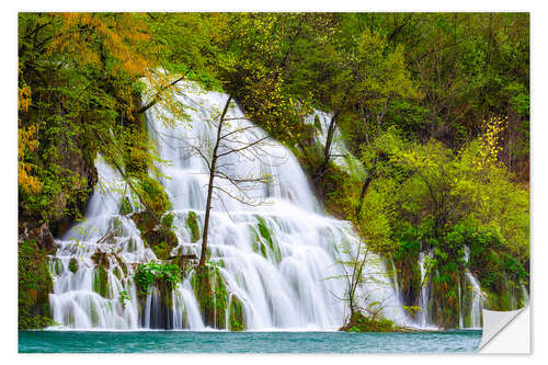 Selvklebende plakat Spring at the waterfalls of Plitvice