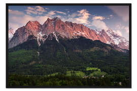 Gerahmter Kunstdruck Alpenglühen Zugspitze