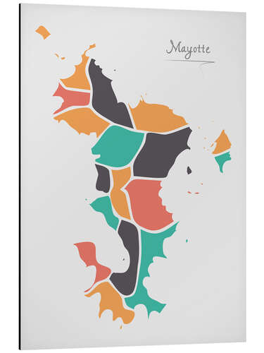 Tableau en aluminium Carte moderne de Mayotte