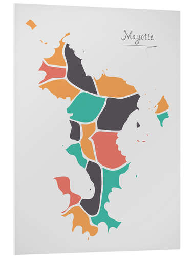 Foam board print Mayotte map modern abstract with round shapes