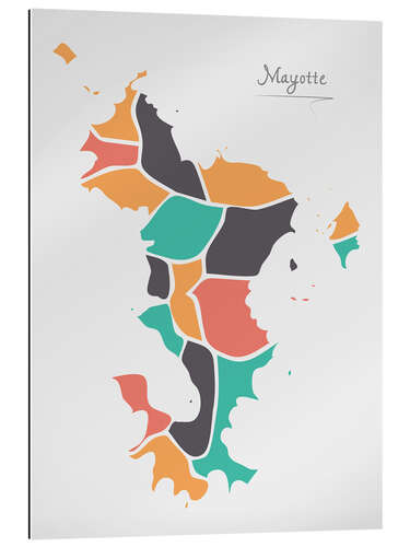 Gallery print Mayotte map modern abstract with round shapes