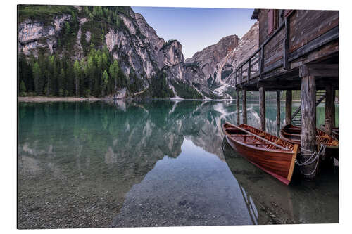 Stampa su alluminio Lago di Braies, Dolomite Alps, South Tyrol