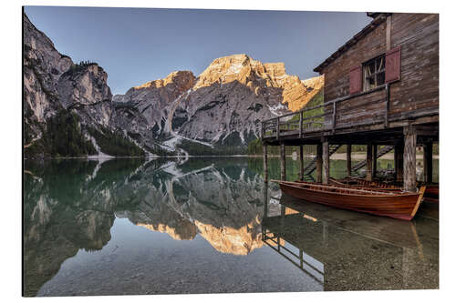 Stampa su alluminio Braies Lake South Tyrol Italy