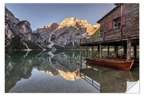 Selvklebende plakat Braies Lake South Tyrol Italy