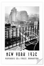 Selvklæbende plakat Historic New York: Penthouse, 56th Street, Manhattan