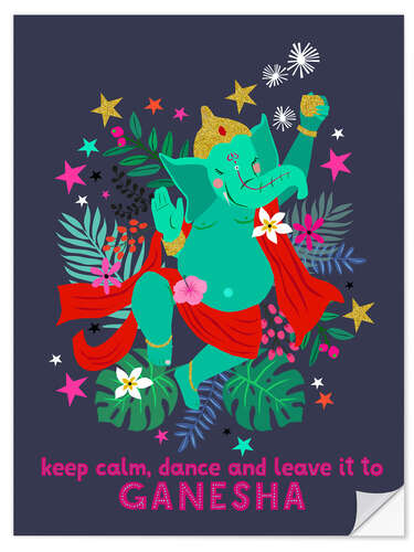 Selvklebende plakat Dancing Ganesha II