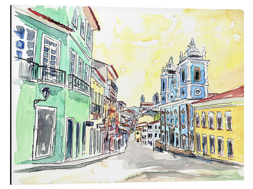 Tableau en aluminium San Salvador de Bahia - Brazil Colonial Old Town