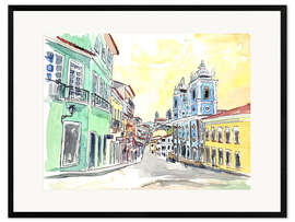 Ingelijste kunstdruk San Salvador de Bahia - Brazil Colonial Old Town